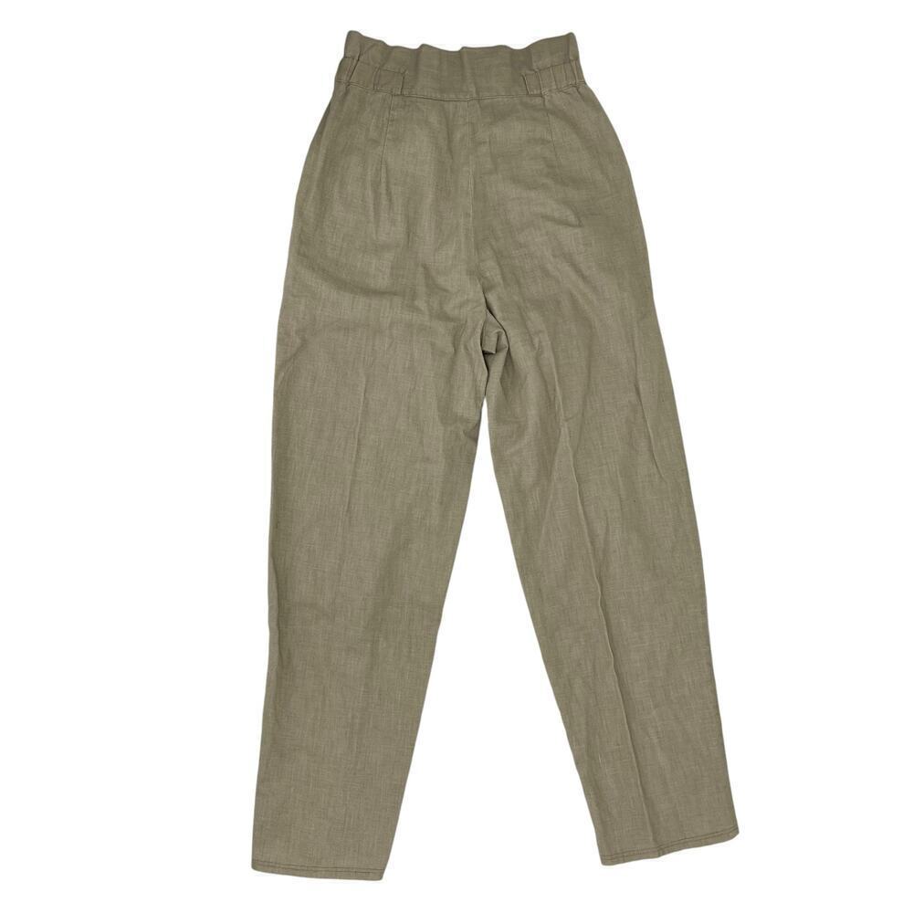 Vintage Paper Bag Trouser Pants Barry Bricken Tan Beige Size 4 - Picture 4 of 7